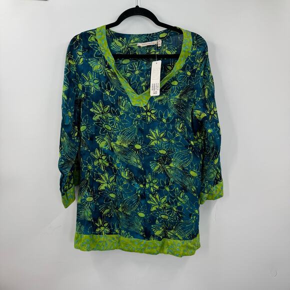 NWT Soft Surroundings Blue and green Anaisha Tunic top - Picture 1 of 5